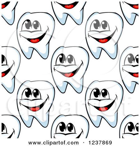 Clipart of a Seamless Background Pattern of Happy Teeth - Royalty Free Vector Illustration by Vector Tradition SM