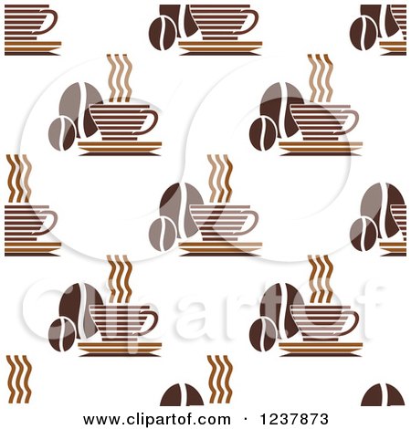 Clipart of a Seamless Background Pattern of Coffee and Beans - Royalty Free Vector Illustration by Vector Tradition SM