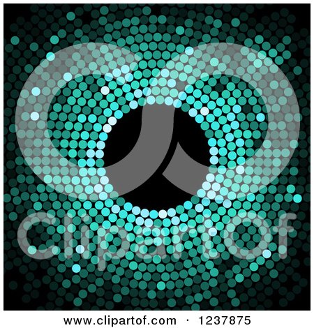 Clipart of a Green Dot Mosaic Circle on Black - Royalty Free Vector Illustration by Vector Tradition SM
