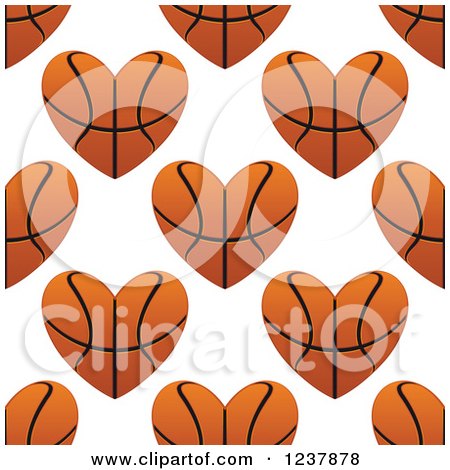 Clipart of a Seamless Background Pattern of Basketball Hearts - Royalty Free Vector Illustration by Vector Tradition SM