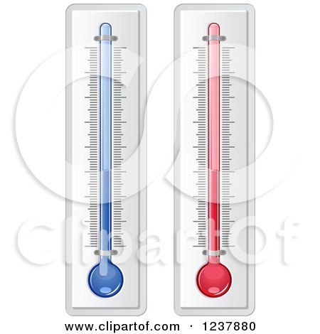 Clipart of Blue and Red Thermometers - Royalty Free Vector Illustration by Vector Tradition SM