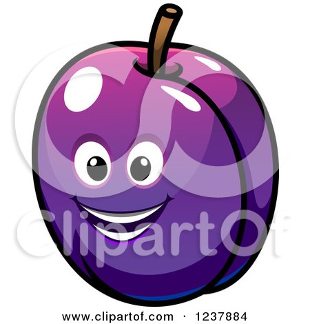 Clipart of a Smiling Plum - Royalty Free Vector Illustration by Vector Tradition SM