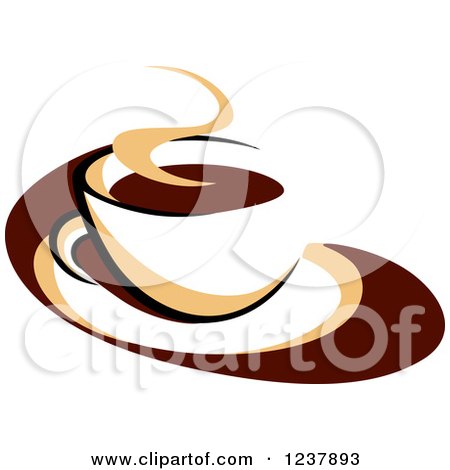 Clipart of a Brown Cafe Coffee Cup with Steam 49 - Royalty Free Vector Illustration by Vector Tradition SM
