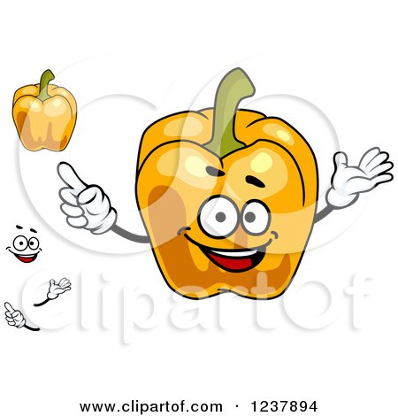 Clipart of a Happy Orange Bell Pepper - Royalty Free Vector Illustration by Vector Tradition SM