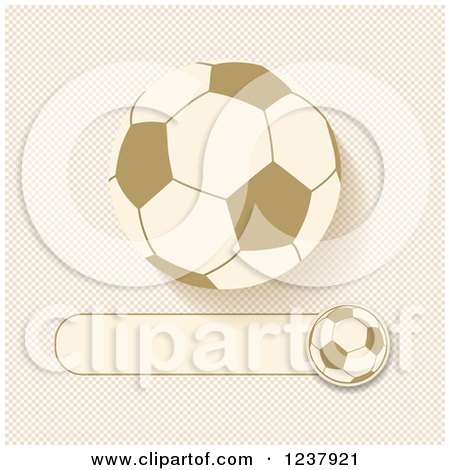 Clipart of a Soccer Ball and Banner on Cream - Royalty Free Vector Illustration by elaineitalia