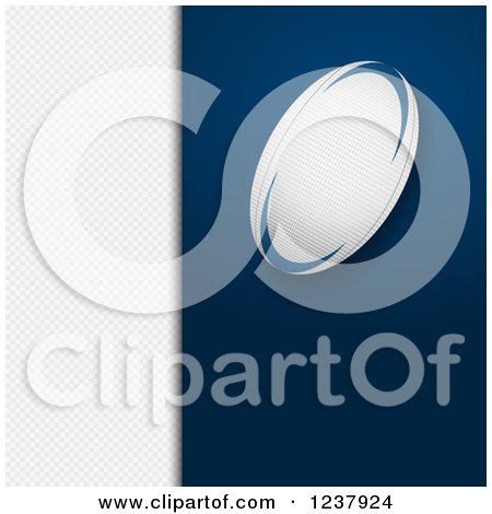 Clipart of a Rugby Ball over Blue and White Panels - Royalty Free Vector Illustration by elaineitalia
