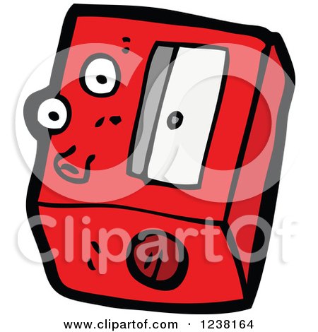 Clipart of a Red Pencil Sharpener Character - Royalty Free Vector Illustration by lineartestpilot