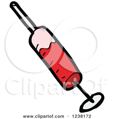 Clipart of a Bloody Syringe - Royalty Free Vector Illustration by lineartestpilot