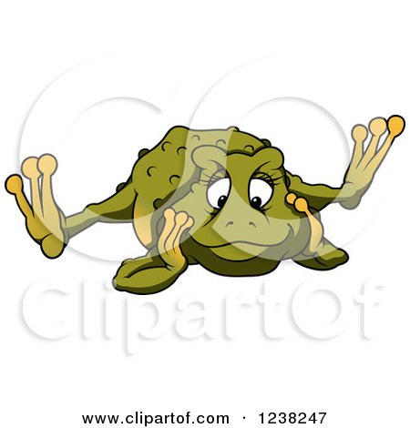 Clipart of a Female Toad Sprawled out and Thinking - Royalty Free Vector Illustration by dero