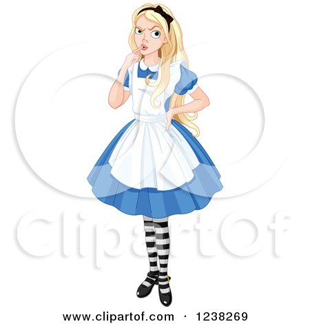 Clipart of a Alice in Wonderland, with a Confused Expression - Royalty Free Vector Illustration by Pushkin
