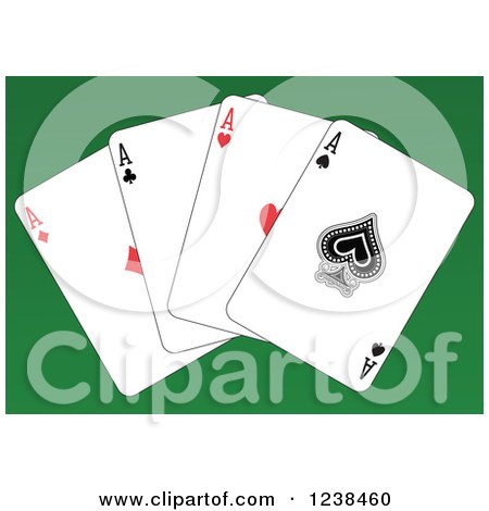 Clipart of Ace Playing Cards on Green - Royalty Free Vector Illustration by Frisko