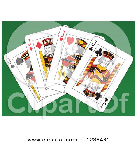 Clipart of Jack Playing Cards on Green - Royalty Free Vector Illustration by Frisko