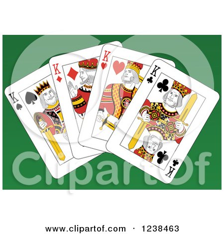 Clipart of King Playing Cards on Green - Royalty Free Vector Illustration by Frisko