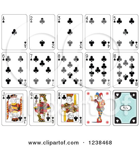 Clipart of Club Playing Cards - Royalty Free Vector Illustration by Frisko