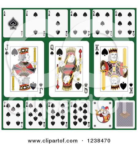 Clipart of Spade Playing Cards on Green 2 - Royalty Free Vector Illustration by Frisko