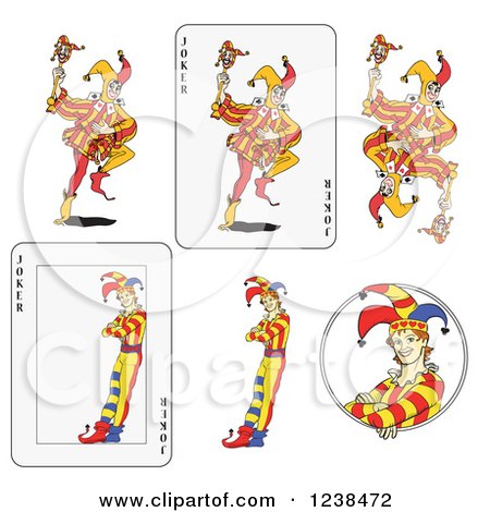Clipart of Playing Card Jokers - Royalty Free Vector Illustration by Frisko