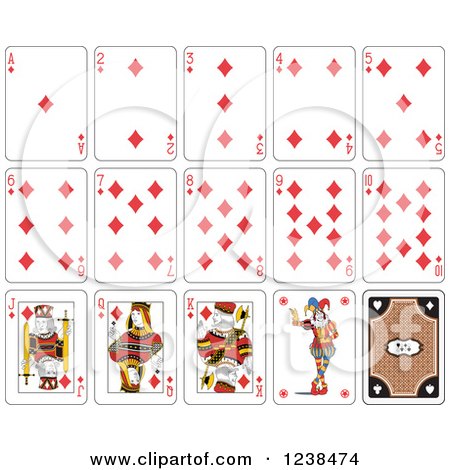 Clipart of Diamond Playing Cards - Royalty Free Vector Illustration by Frisko