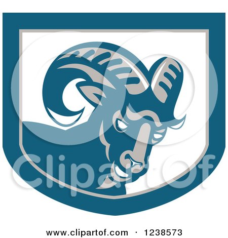 Clipart of a Retro Angry Ram Goat in a Shield - Royalty Free Vector Illustration by patrimonio