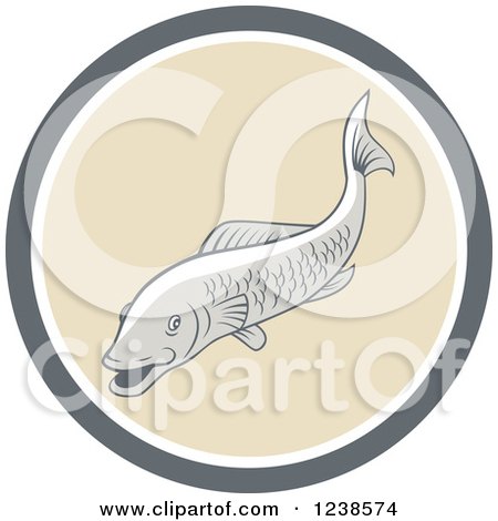 Clipart of a Trout Fish in a Circle - Royalty Free Vector Illustration by patrimonio