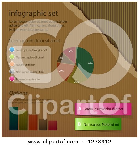 Clipart of Infographic Designs and Sample Text over Corrugated Cardboard - Royalty Free Vector Illustration by elaineitalia