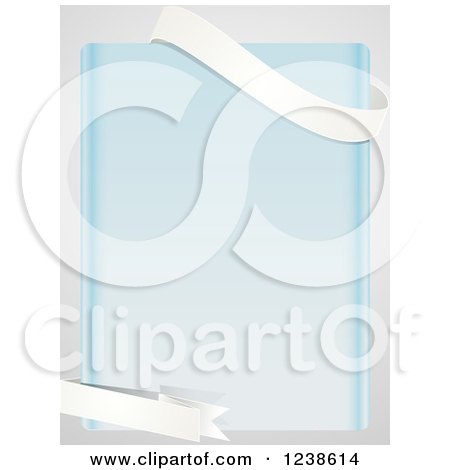 Clipart of White Ribbon Banners and a Blue Panel Background - Royalty Free Vector Illustration by elaineitalia