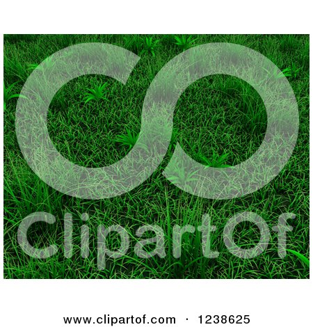 Clipart of a Background of 3d Green Grass - Royalty Free Illustration by KJ Pargeter