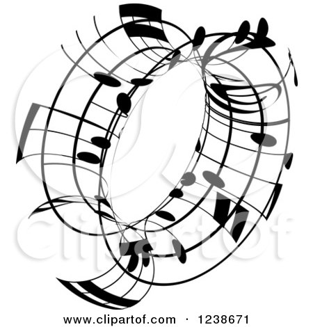 Clipart of a Black and White Music Note Circle Design Element 3 - Royalty Free Vector Illustration by KJ Pargeter
