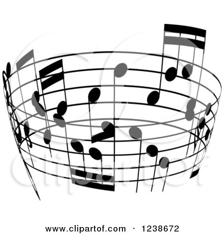 Clipart of a Black and White Music Note Circle Design Element 2 - Royalty Free Vector Illustration by KJ Pargeter
