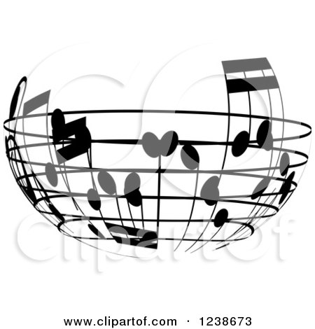 Clipart of a Black and White Music Note Circle Design Element 4 - Royalty Free Vector Illustration by KJ Pargeter
