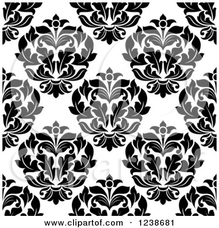 Clipart of a Seamless Black and White Damask Background Pattern 22 - Royalty Free Vector Illustration by Vector Tradition SM