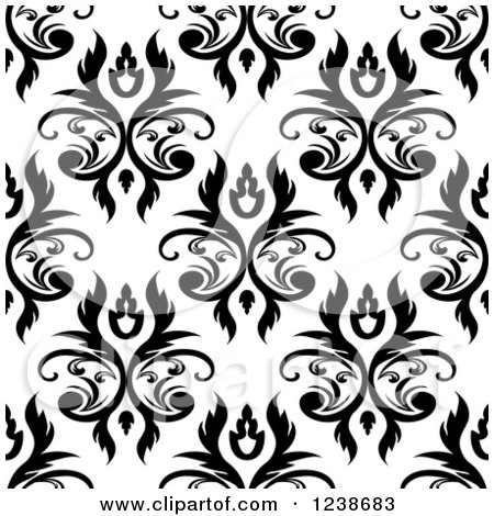 Clipart of a Seamless Black and White Damask Background Pattern 20 - Royalty Free Vector Illustration by Vector Tradition SM