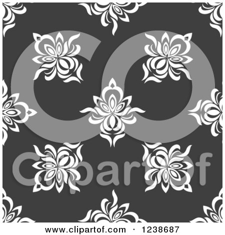 Clipart of a Seamless White and Gray Damask Background Pattern - Royalty Free Vector Illustration by Vector Tradition SM