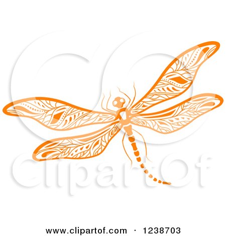 Clipart of an Orange Dragonfly - Royalty Free Vector Illustration by Vector Tradition SM