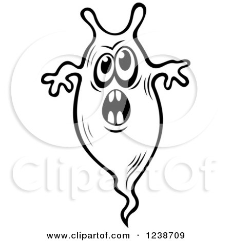 Clipart of a Scared Black and White Amoeba - Royalty Free Vector Illustration by Vector Tradition SM