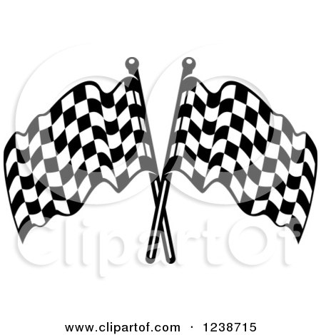 Clipart of Black and White Crossed Racing Checkered Flags - Royalty Free Vector Illustration by Vector Tradition SM