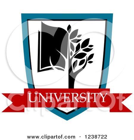 Clipart of a Book Tree in a University Shield - Royalty Free Vector Illustration by Vector Tradition SM