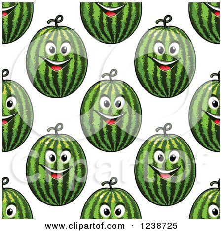 Clipart of a Seamless Background Pattern of Happy Watermelons - Royalty Free Vector Illustration by Vector Tradition SM