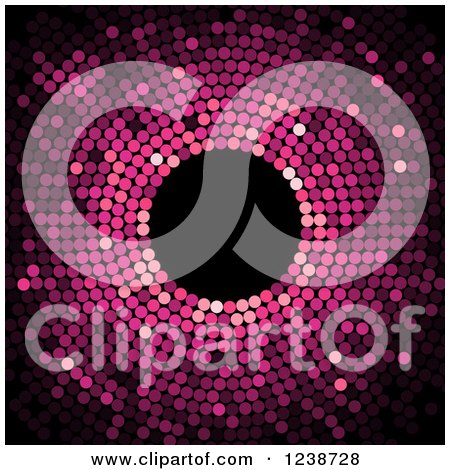 Clipart of a Pink Dot Mosaic Circle on Black - Royalty Free Vector Illustration by Vector Tradition SM