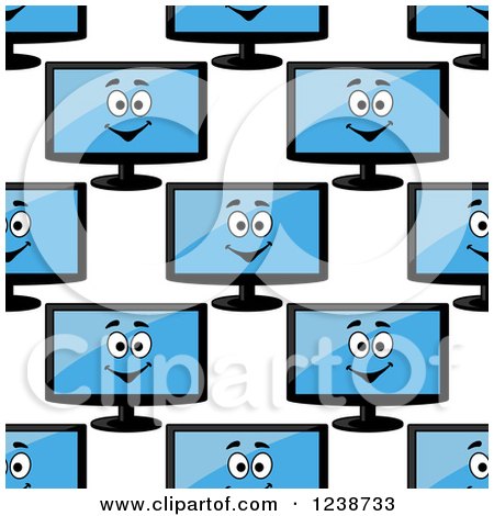 Clipart of a Seamless Background Pattern of Happy Computer or Tv Monitors - Royalty Free Vector Illustration by Vector Tradition SM