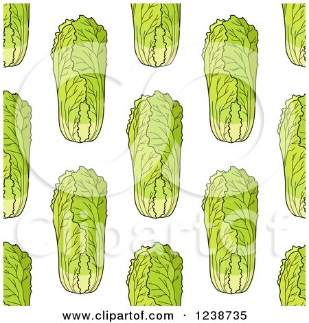 Clipart of a Seamless Background Pattern of Happy Chinese Lettuce Cabbage - Royalty Free Vector Illustration by Vector Tradition SM