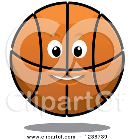 Clipart of a Happy Floating Basketball - Royalty Free Vector Illustration by Vector Tradition SM