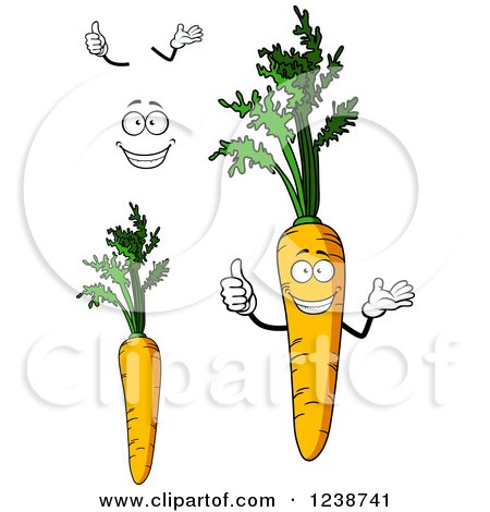 Clipart of a Smiling Carrot Character - Royalty Free Vector Illustration by Vector Tradition SM