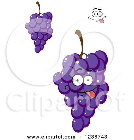 Clipart of a Happy Purple Grapes Character - Royalty Free Vector Illustration by Vector Tradition SM