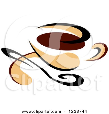 Clipart of a Brown and Tan Coffee Cup with a Spoon - Royalty Free Vector Illustration by Vector Tradition SM
