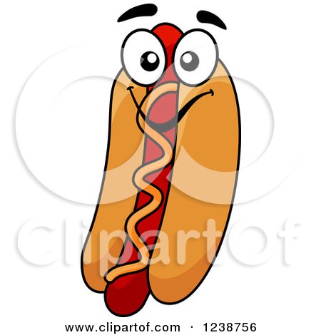 Clipart of a Cartoon Hot Dog Character with Mustard - Royalty Free Vector Illustration by Vector Tradition SM