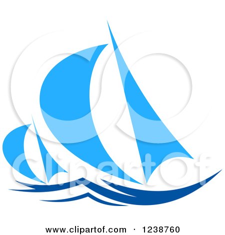 Clipart of Regatta Sailboats in Blue 2 - Royalty Free Vector Illustration by Vector Tradition SM