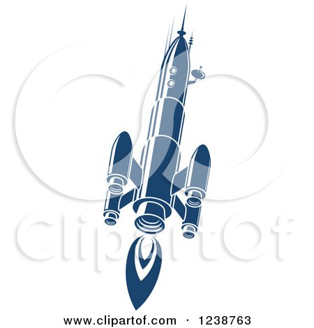 Clipart of a Retro Blue Space Rocket 10 - Royalty Free Vector Illustration by Vector Tradition SM