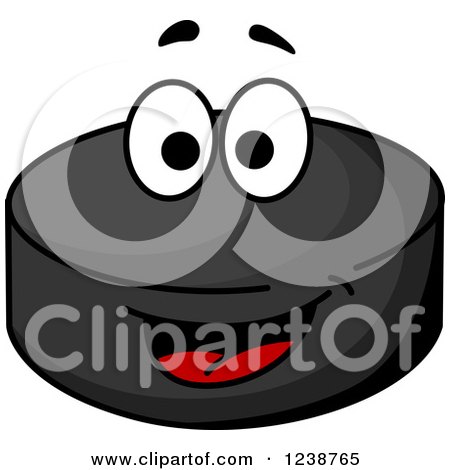 Clipart of a Happy Hockey Puck Character - Royalty Free Vector Illustration by Vector Tradition SM
