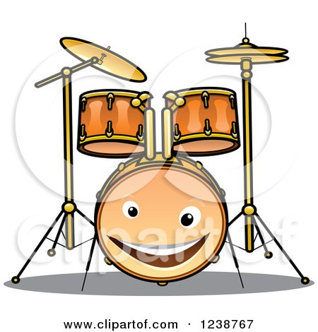 Clipart of a Happy Drum Set Character - Royalty Free Vector Illustration by Vector Tradition SM