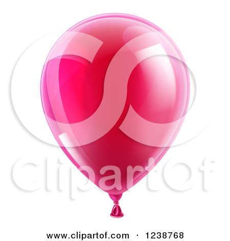 Clipart of a 3d Reflective Pink Party Balloon - Royalty Free Vector Illustration by AtStockIllustration